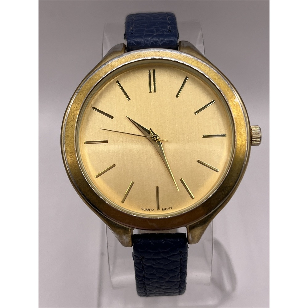 Francesca's Women's Quartz Watch Gold Tone Blue Band 9756- New Battery‎
